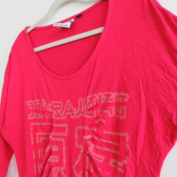 VINTAGE Y2K HARAJUKU LOVERS Red Stretch Logo Ruched Tunic Dress - Size L - Picture 8 of 14